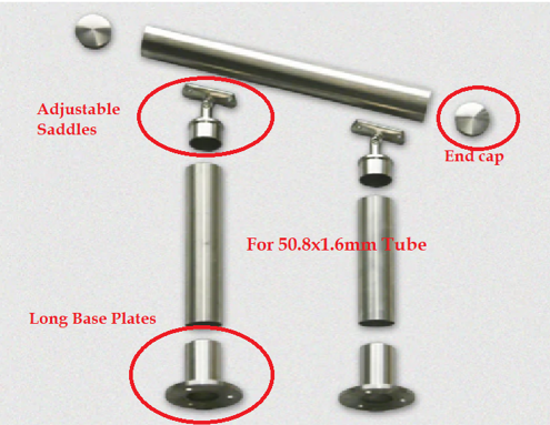 Modular Stainless steel handrail fitting providing support and safety on home staircases
